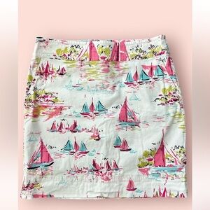 Talbots cotton blend skirt sailboat theme pockets